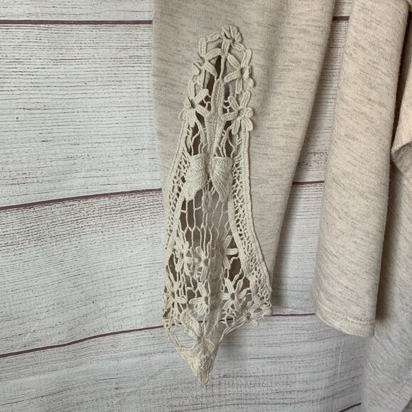 Bobeau Cream Cardigan Sweater Lace Detail Draped Front Long Sleeves Size Large - Picture 4 of 16